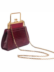 Mini dana - burgundy lizard embossed