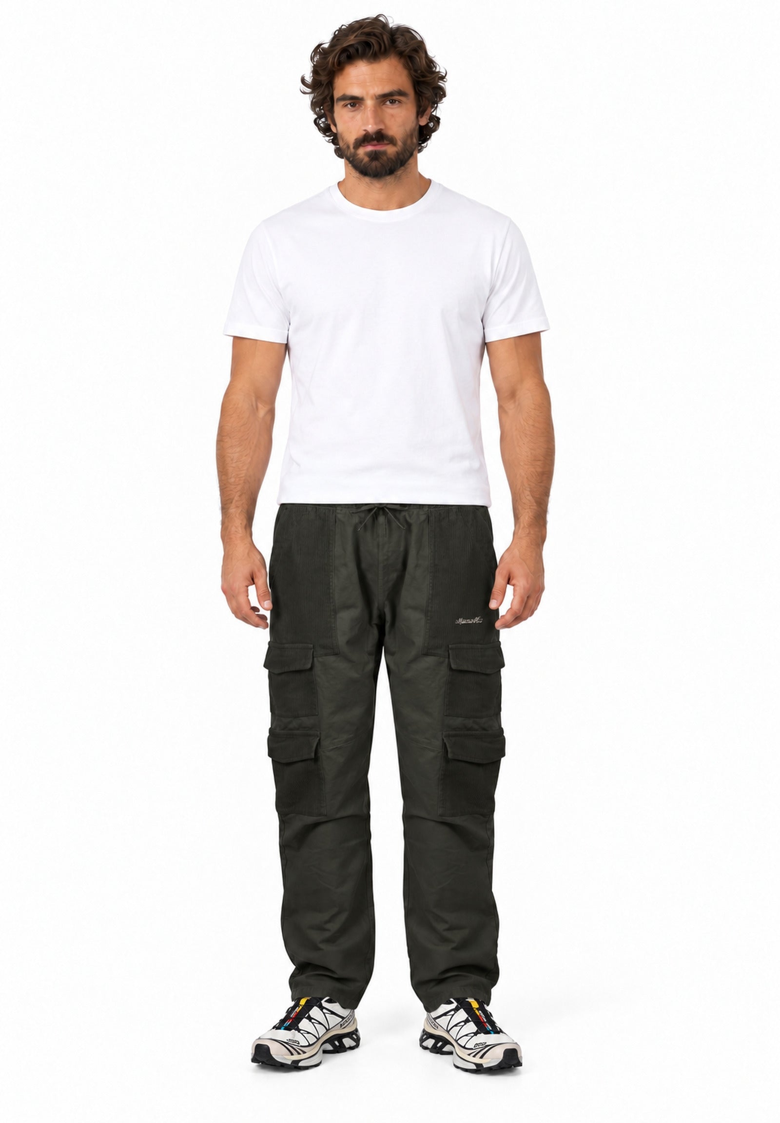 Mixed fabrics cargo pant