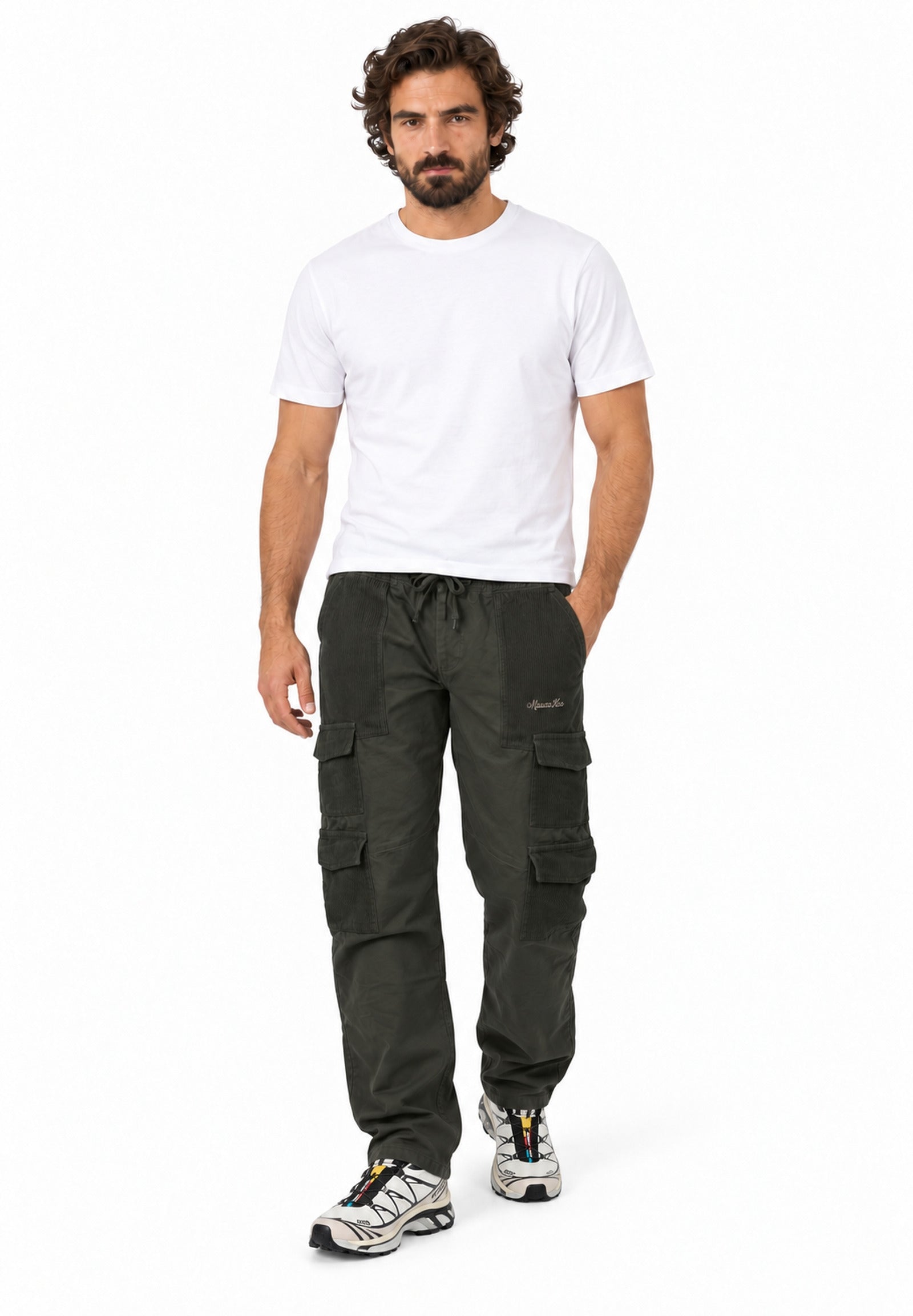 Mixed fabrics cargo pant