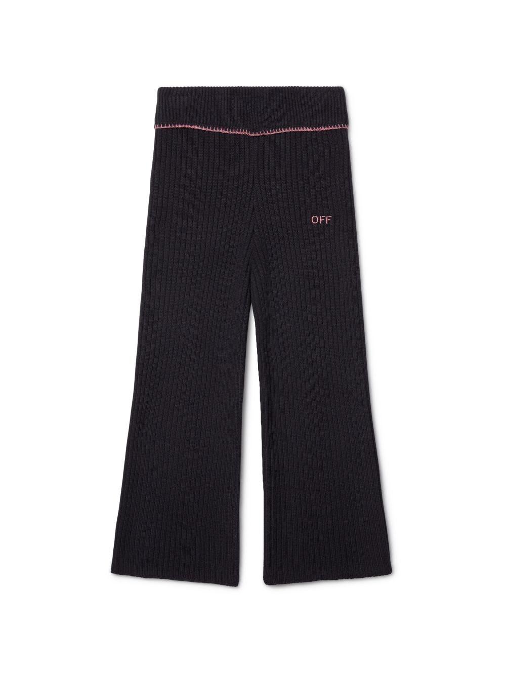 سروال أوف وايت الأسود بحواف مضلعة