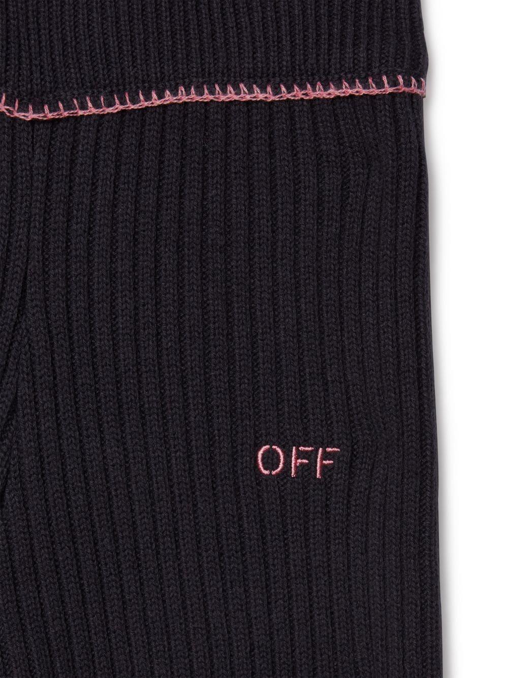 سروال أوف وايت الأسود بحواف مضلعة