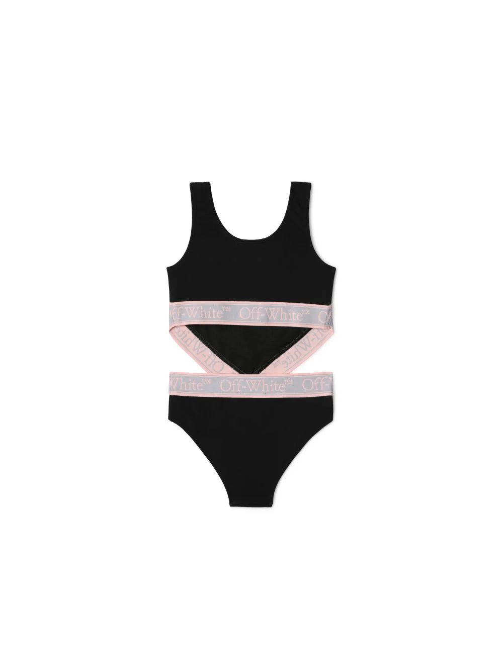 BOOKISH LOGO BAND CUT SWIMSUIT BLACK LILA