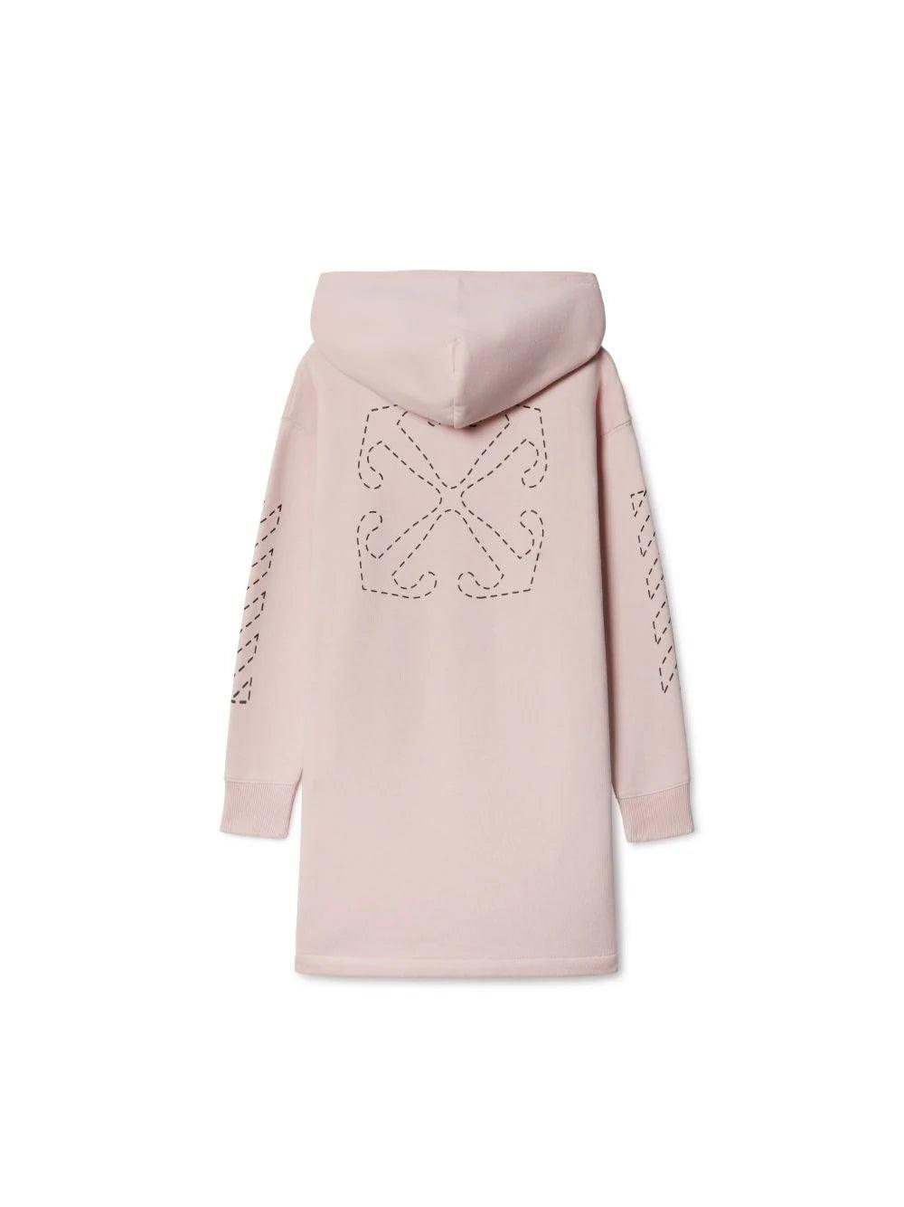 pink arrow stitched hooded dress