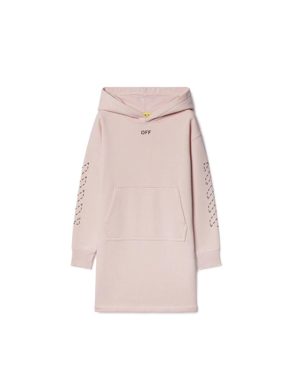 pink arrow stitched hooded dress
