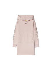 pink arrow stitched hooded dress
