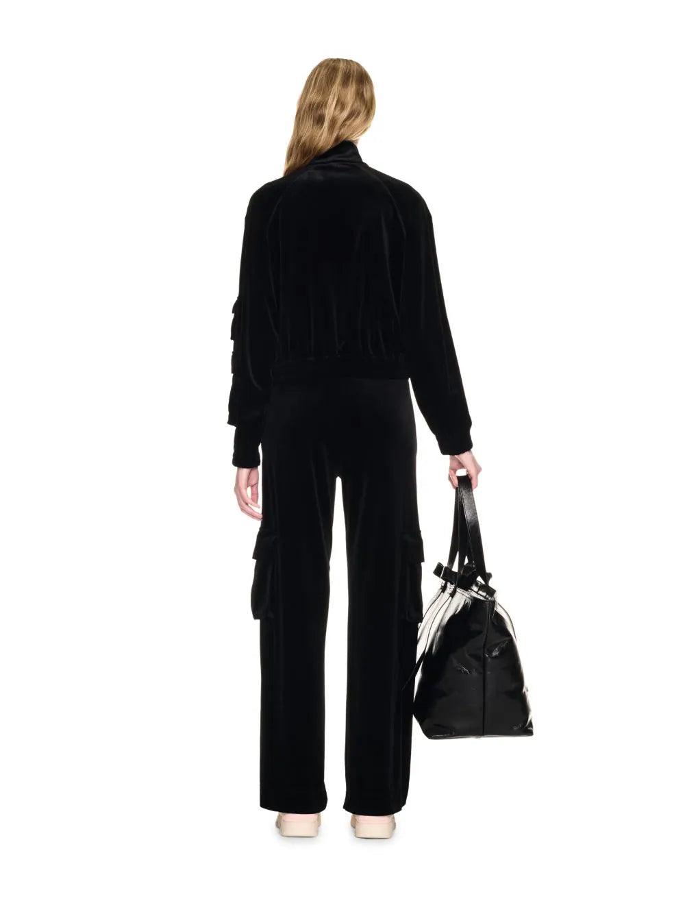 velvet cargo track pants