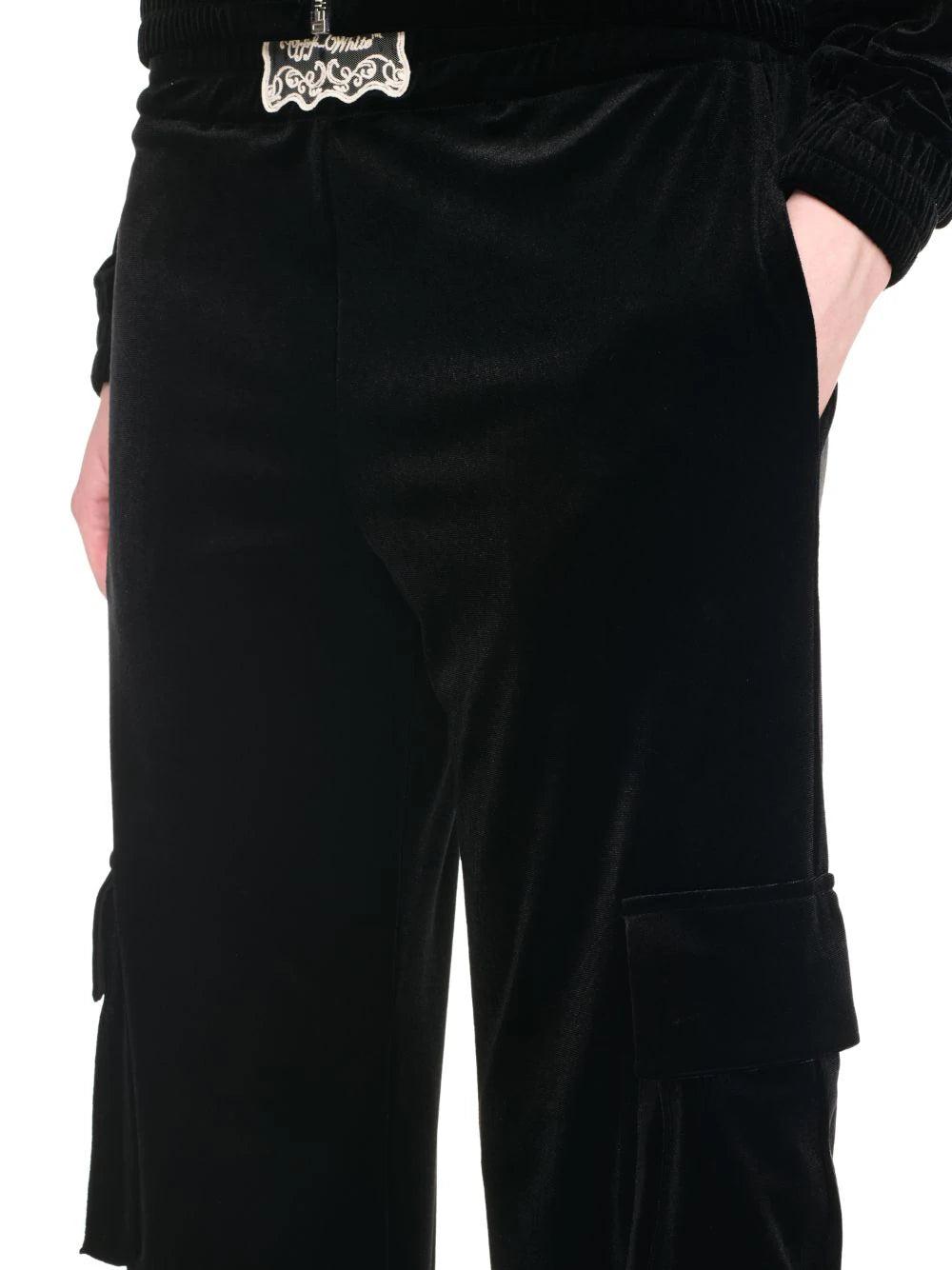 velvet cargo track pants