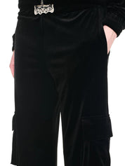 velvet cargo track pants