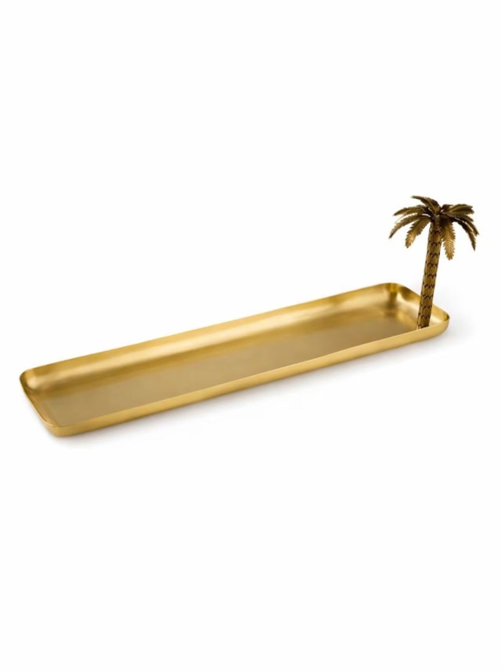 Tray brass 60x15cm palm antique