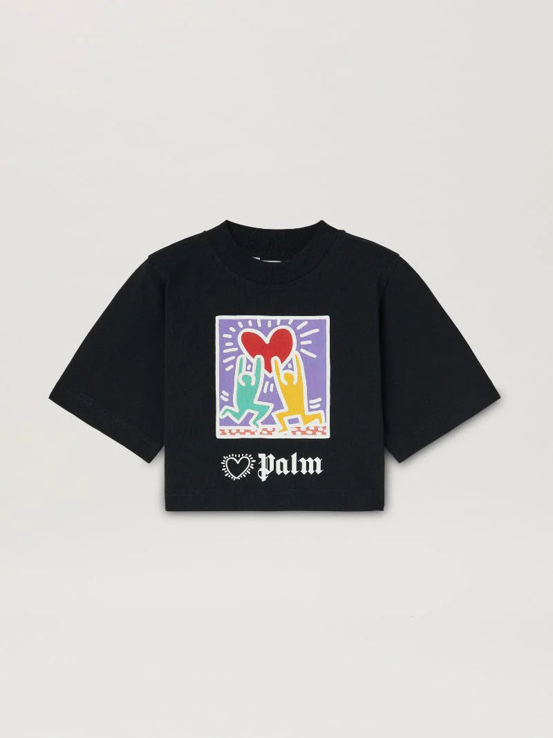CROPPED T-SHIRT PALM ANGELS X KEITH HARING كروبد تي شيرت 