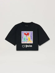 CROPPED T-SHIRT PALM ANGELS X KEITH HARING كروبد تي شيرت 