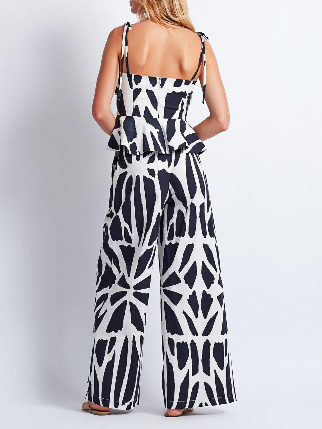 WIDE LEG COTTON PANTS بنطال 
