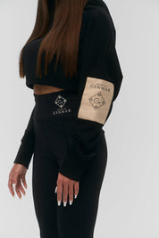 Black Cropped Hoodie With Cenmar Patch