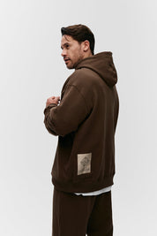 brown Cenmar hoodie with Wolf artwork print