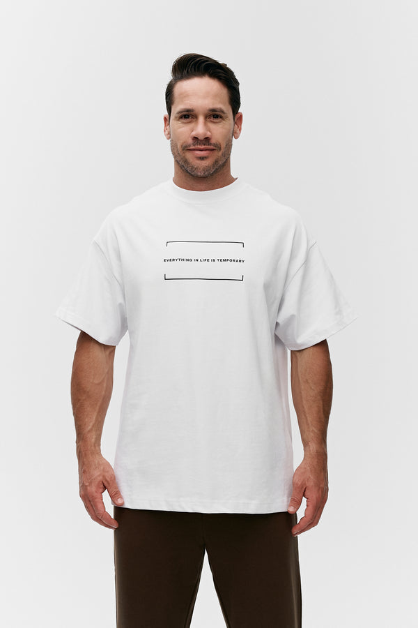 WHITE COTTON CENMAR T-SHIRT WITH PRINTED QUOTES