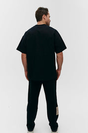 BLACK COTTON & POLYESTER CENMAR JOGGER