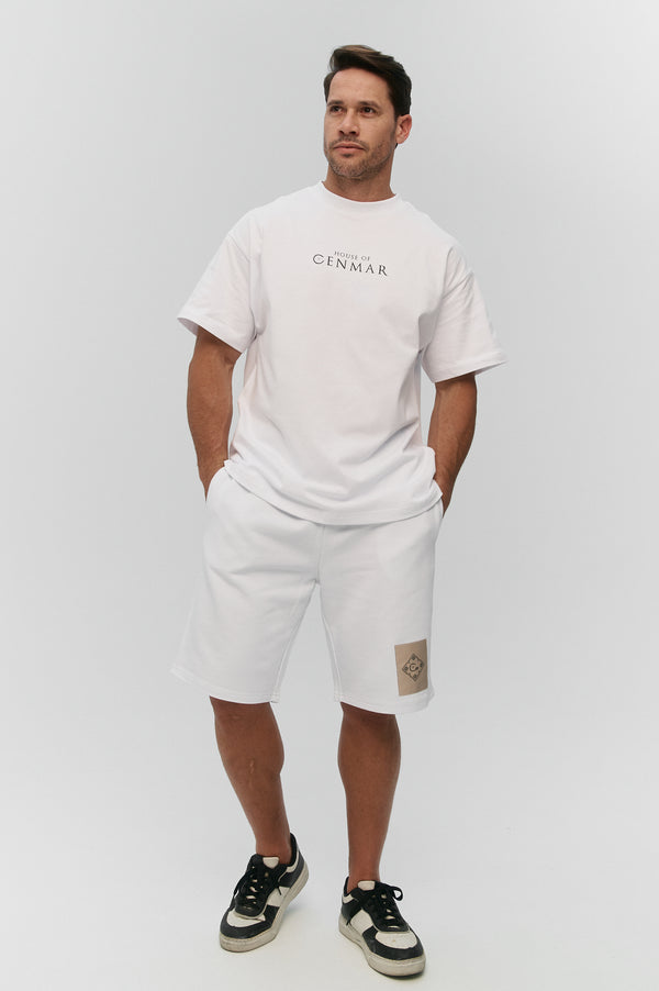 WHITE COTTON CENMAR PLAIN LOOSE FIT T-SHIRT