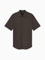 Men's short-sleeved lapel plaid textured business casual shirt
