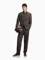 Men's short-sleeved lapel plaid textured business casual shirt