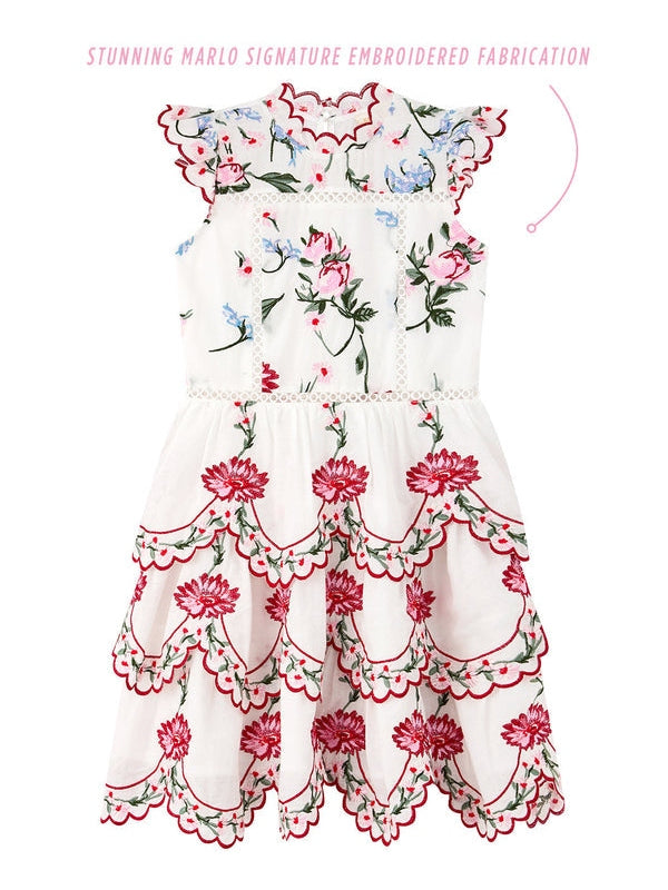 Maisie embroidered frill dress