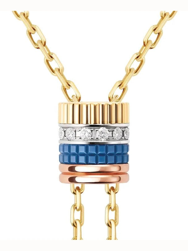 Quatre blue edition tie necklace, large model