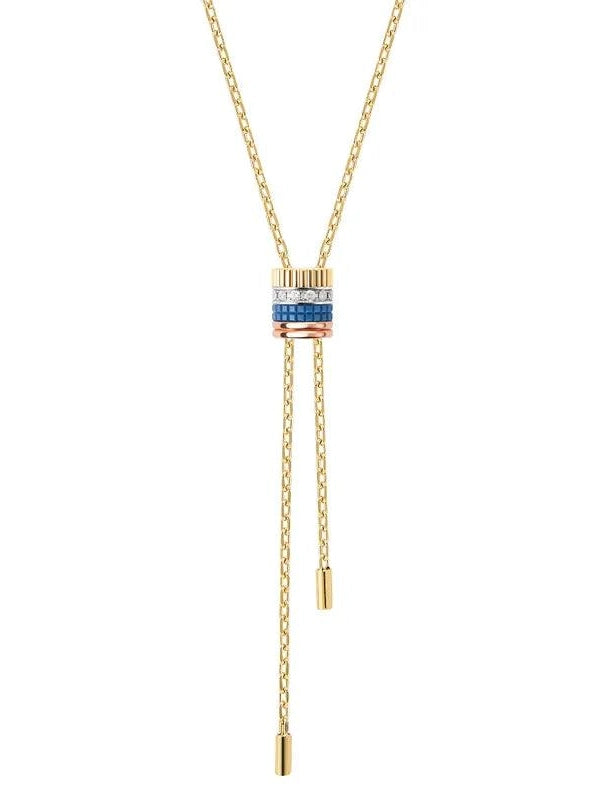 Quatre blue edition tie necklace, large model