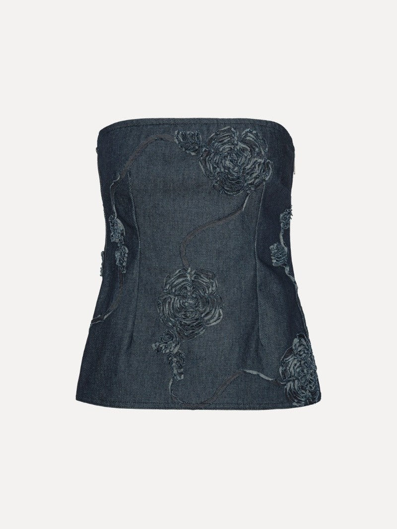 Denim sleeveless top dark blue