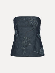 Denim sleeveless top dark blue
