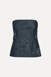Denim Sleeveless Top Dark Blue