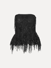 Sequins bubble top black