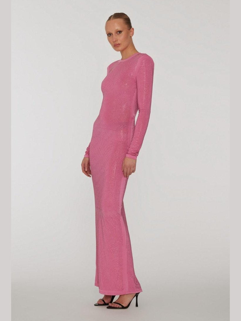 Embellished fitted dress pink