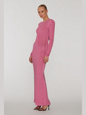 Embellished fitted dress pink