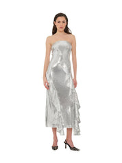 Sequin maxi ruffle dress