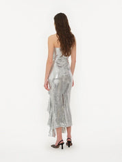 Sequin maxi ruffle dress
