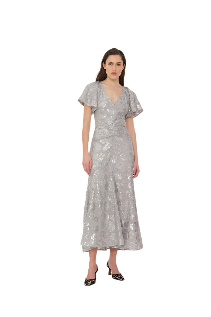 SEQUIN CHIFFON MIDI DRESS