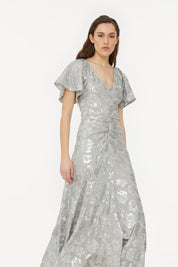 SEQUIN CHIFFON MIDI DRESS