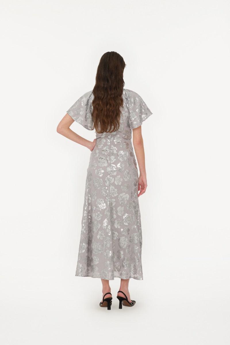 SEQUIN CHIFFON MIDI DRESS