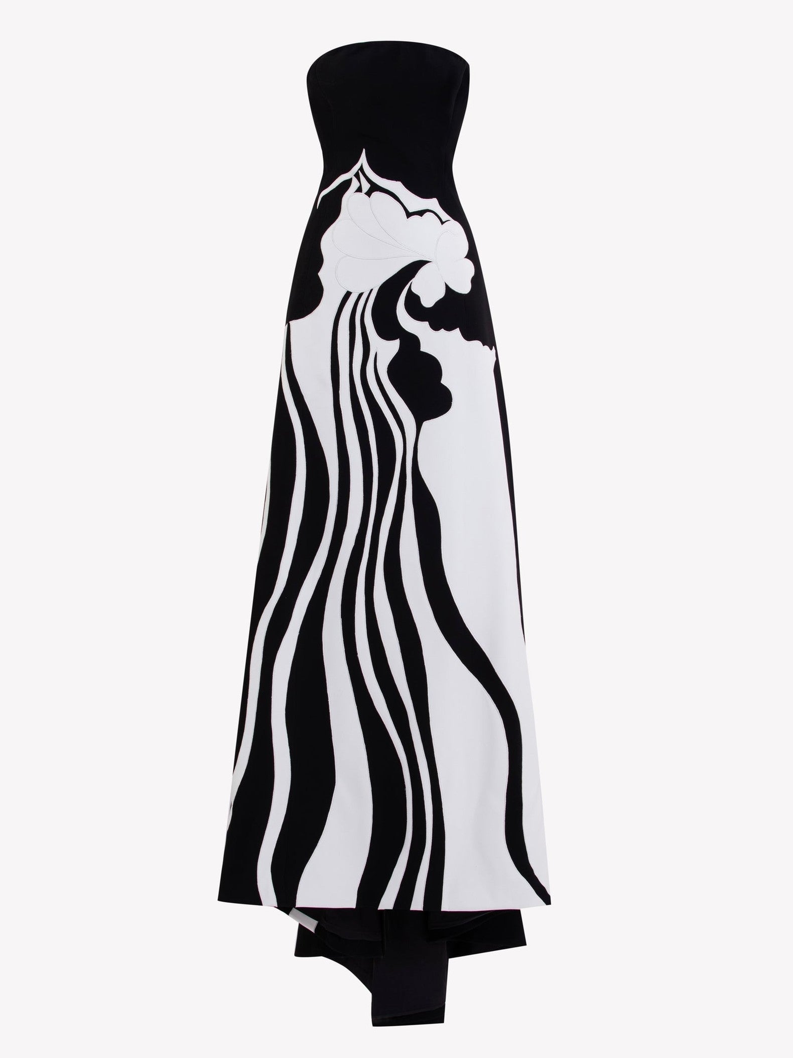 Strapless Embroidered Crepe Dress