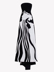 Strapless Embroidered Crepe Dress