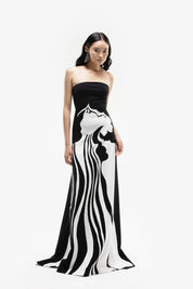 Strapless Embroidered Crepe Dress