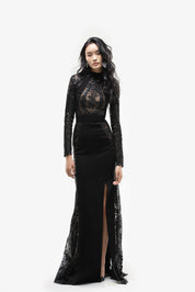 Embroidered Lace Long Sleeve Dress