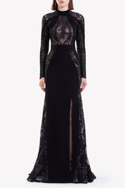 Embroidered Lace Long Sleeve Dress