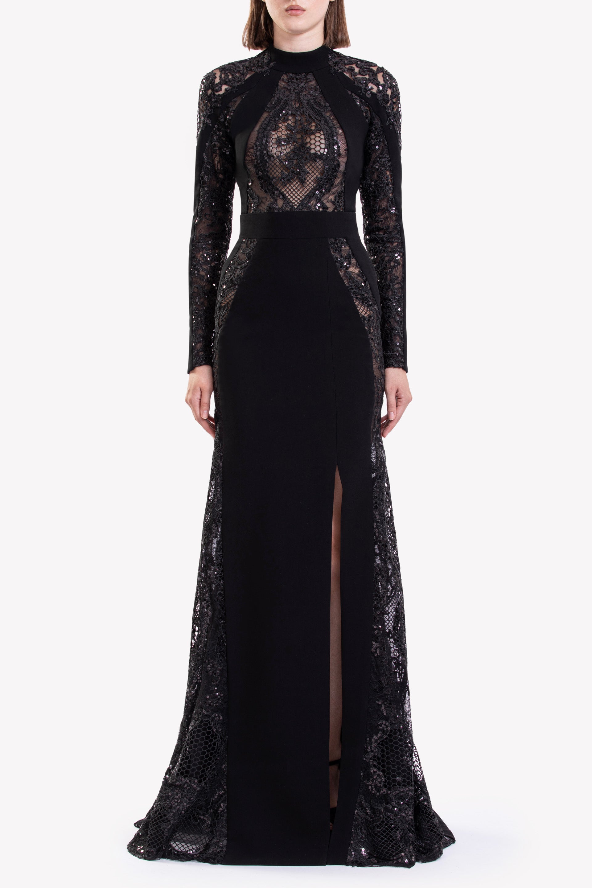Embroidered Lace Long Sleeve Dress