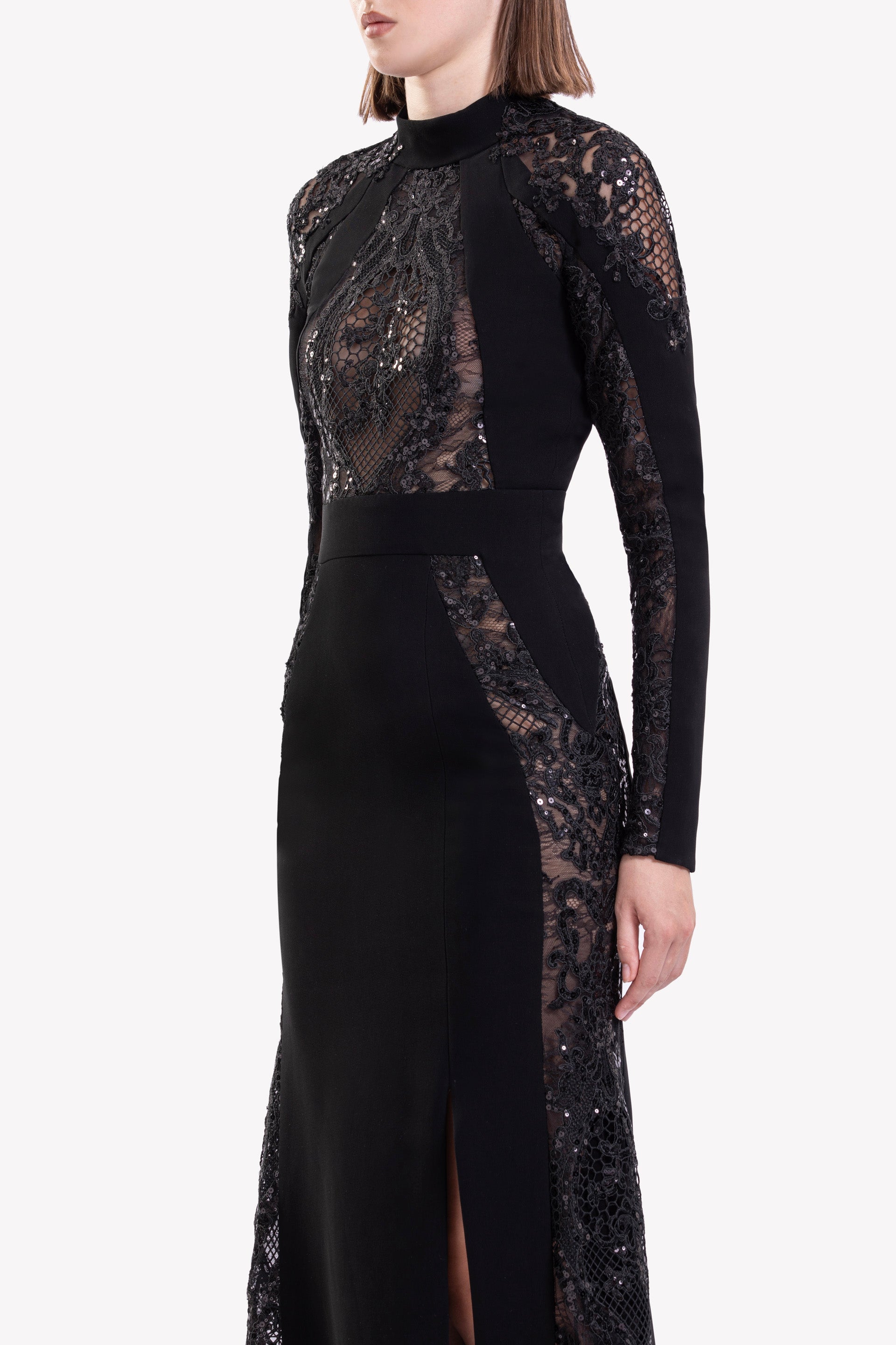 Embroidered Lace Long Sleeve Dress