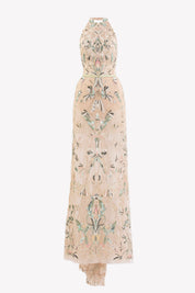 Embroidered Halter-Neck Lace Dress