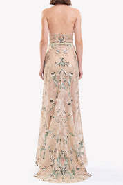 Embroidered Halter-Neck Lace Dress