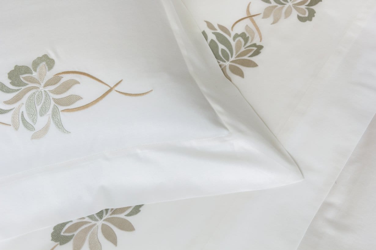 Lotus Flower Embroidered Boudoir Sham