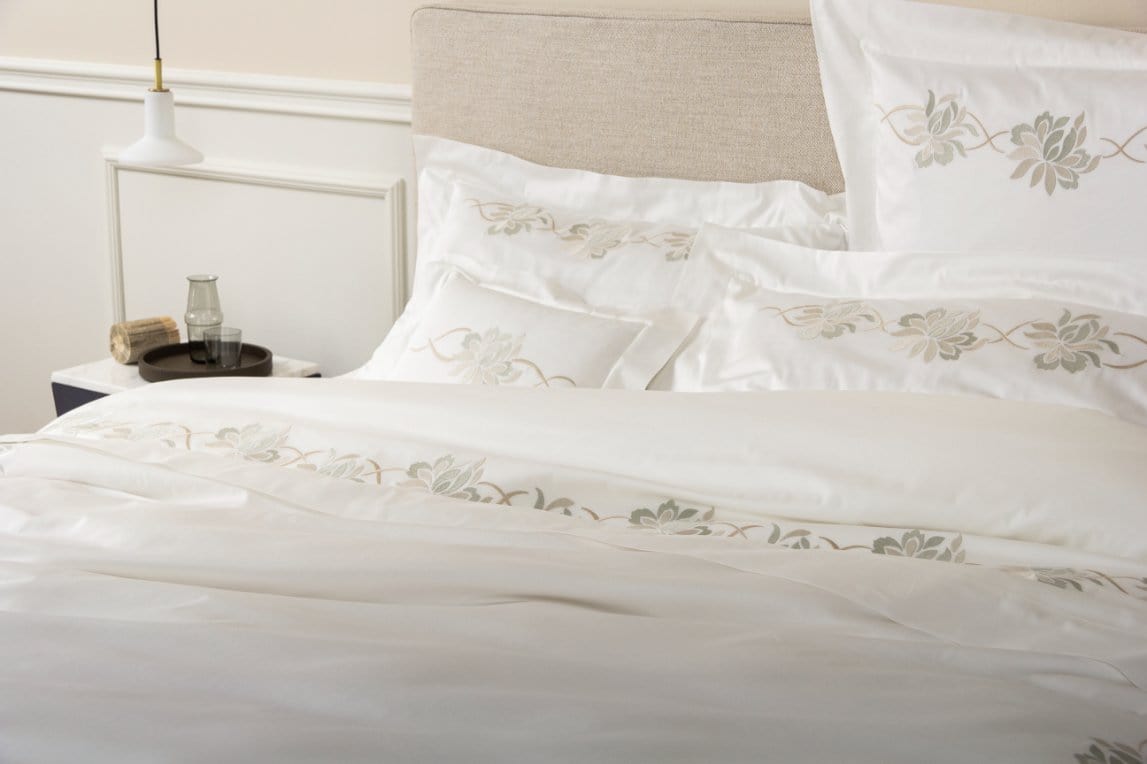 Lotus Flower Embroidered Boudoir Sham