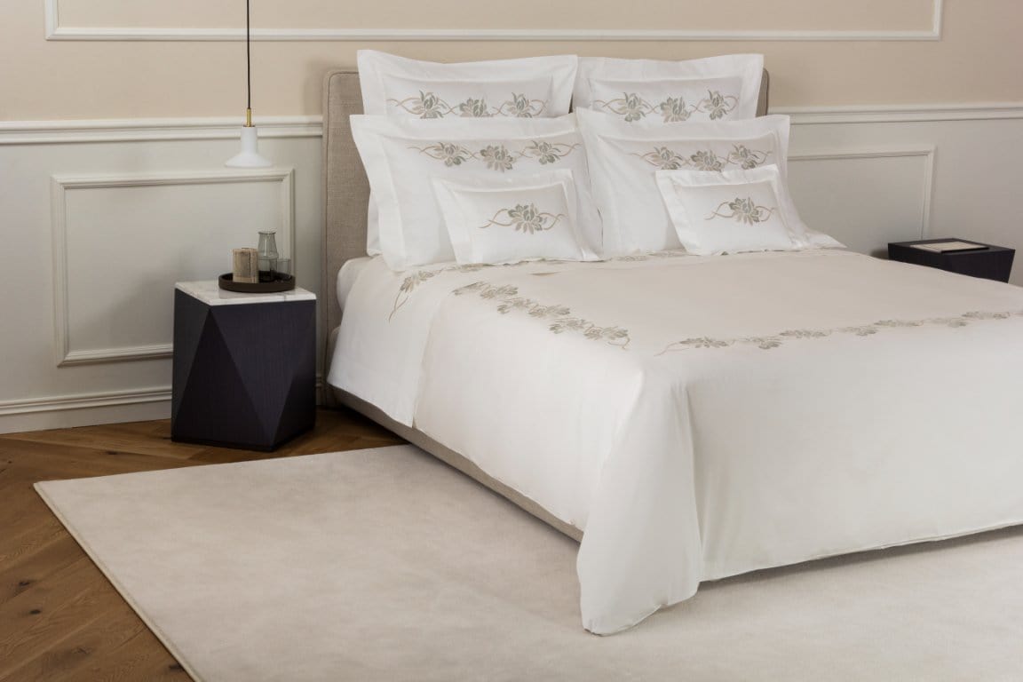 Lotus Flower Embroidered Boudoir Sham