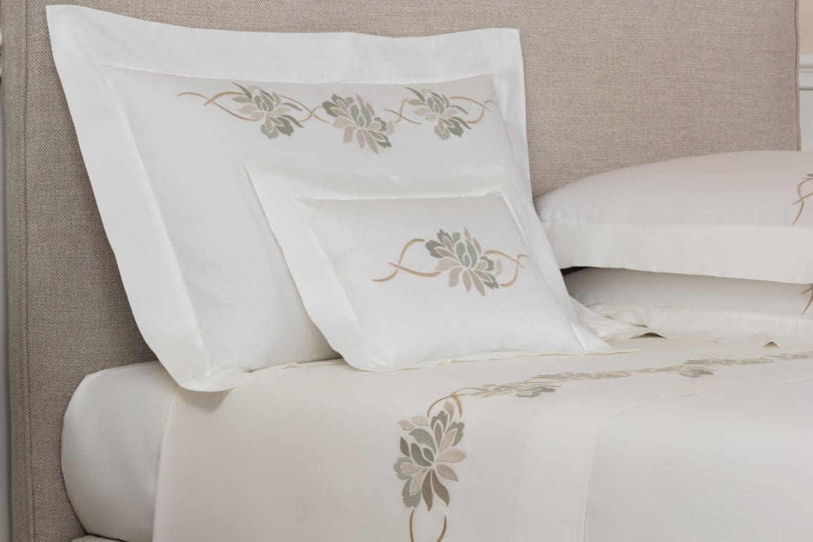 Lotus Flower Embroidered Boudoir Sham